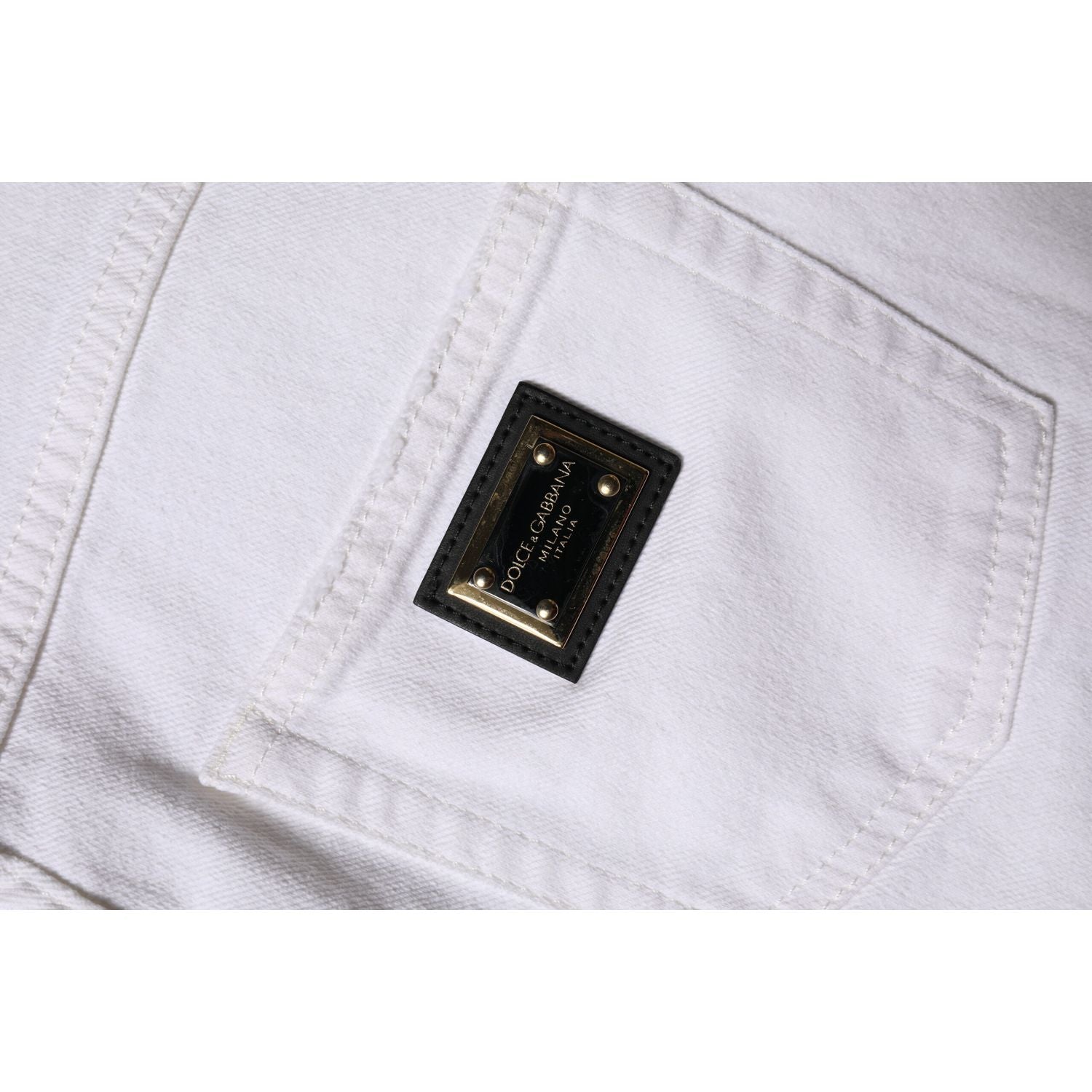 Dolce & Gabbana White Cotton High Waist Straight Denim Jeans