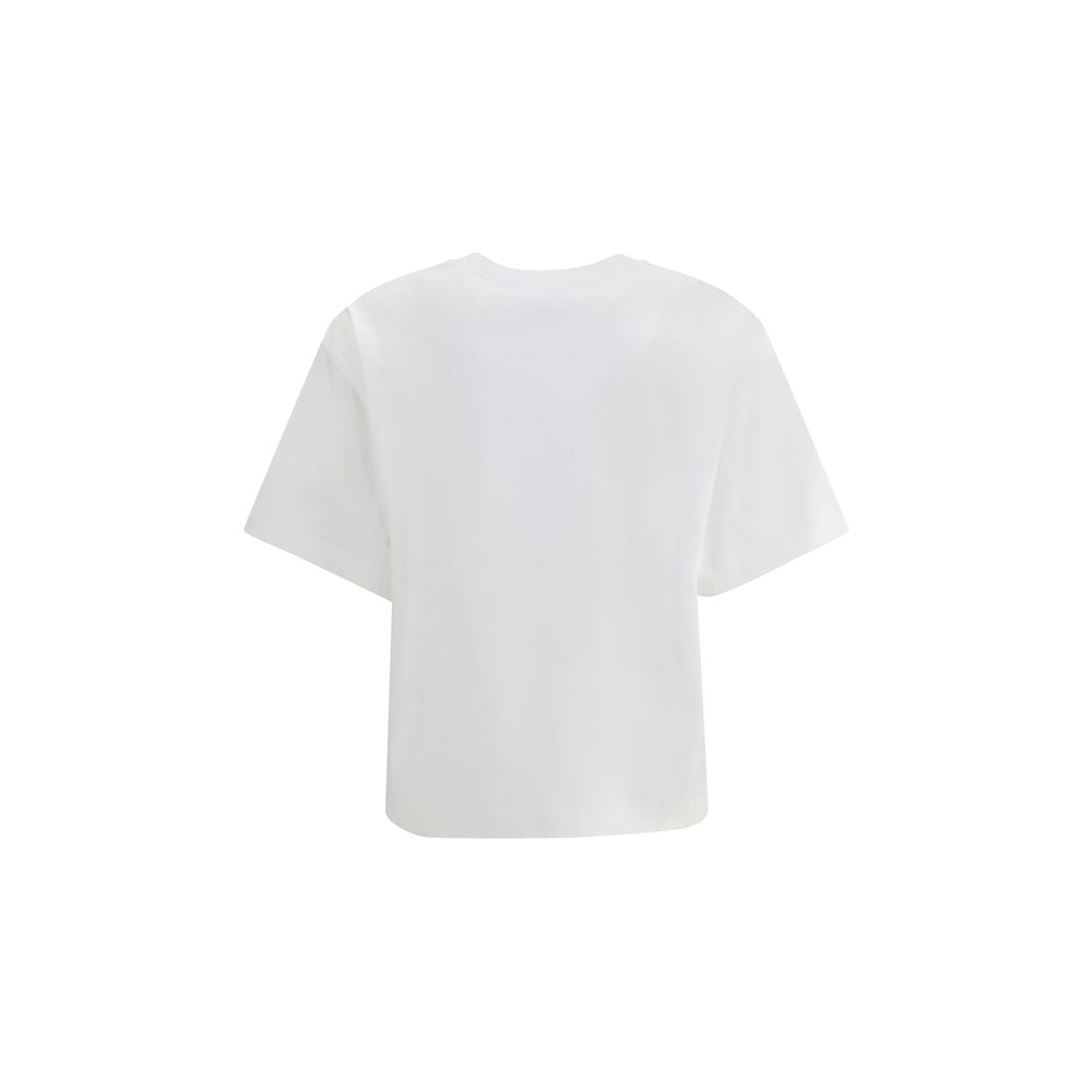 Dolce & Gabbana White Cotton T-Shirt with ribbed crew neck and patch logo detail for casual style.