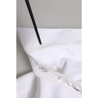 Dolce & Gabbana White Crystal Embellished Dress Shirt Top Dolce & Gabbana