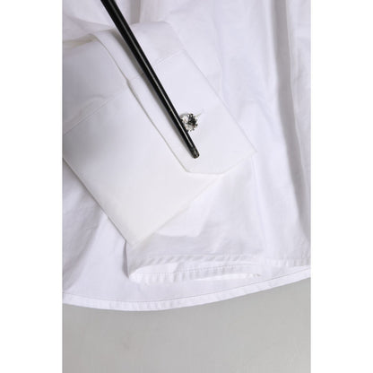 Dolce & Gabbana White Crystal Embellished Dress Shirt Top Dolce & Gabbana