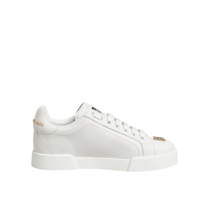 Dolce & Gabbana White DG Leather Low Top Sneakers Shoes Dolce & Gabbana