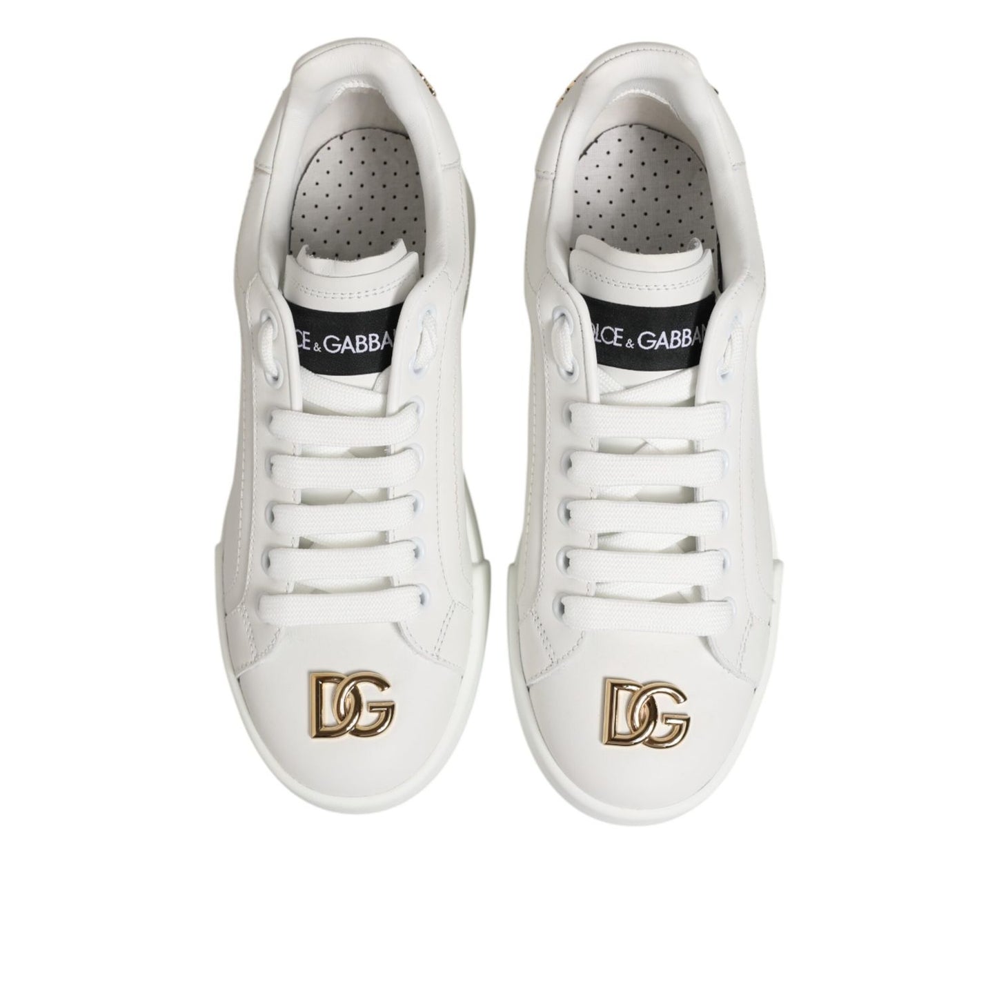Dolce & Gabbana White DG Leather Low Top Sneakers Shoes Dolce & Gabbana