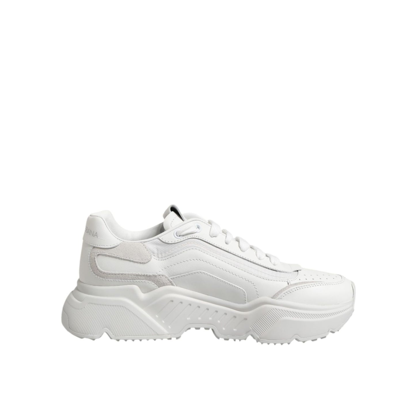 Dolce & Gabbana White Daymaster Low Top Men Sneakers Shoes with chunky rubber soles and signature branding details.