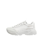 Dolce & Gabbana White Daymaster Low Top Men Sneakers Shoes with chunky sole, side view.