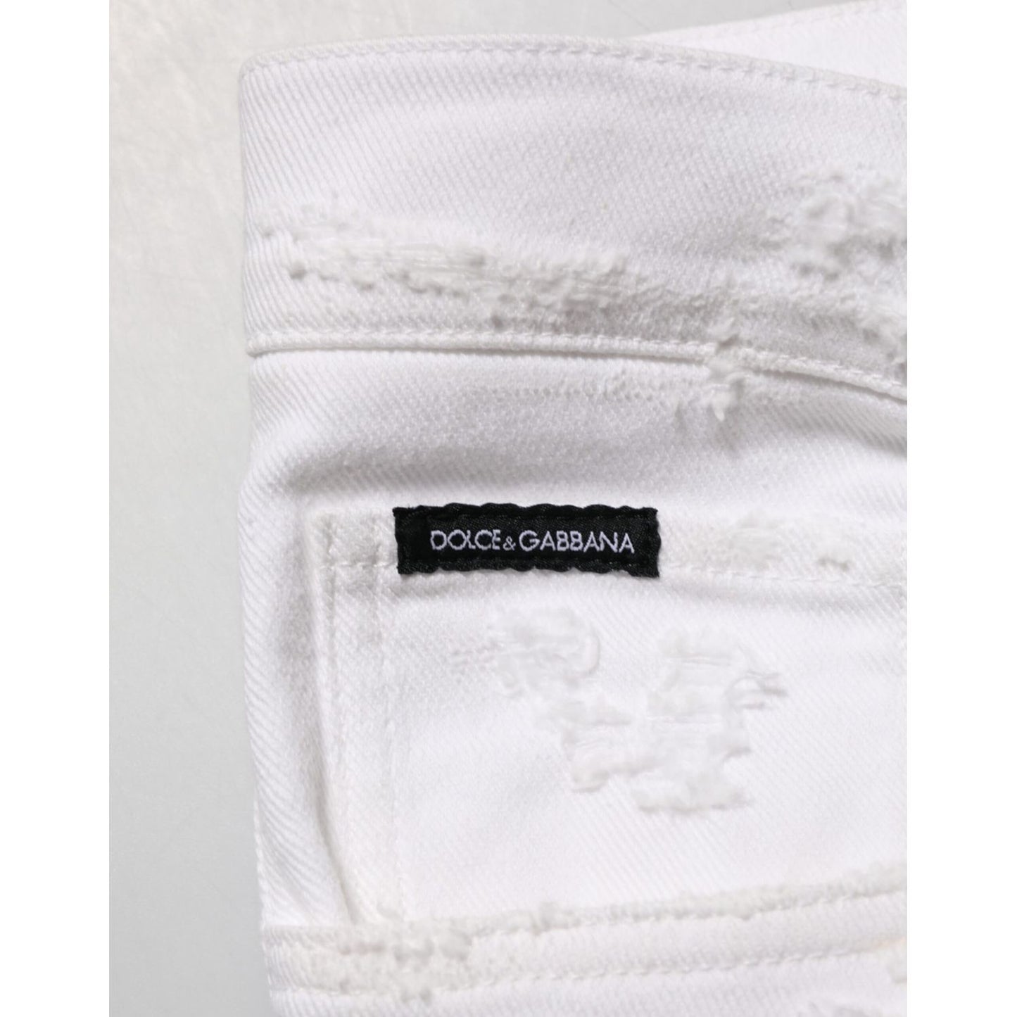 Dolce & Gabbana White Distressed Ripped Denim Trouser Jeans Dolce & Gabbana