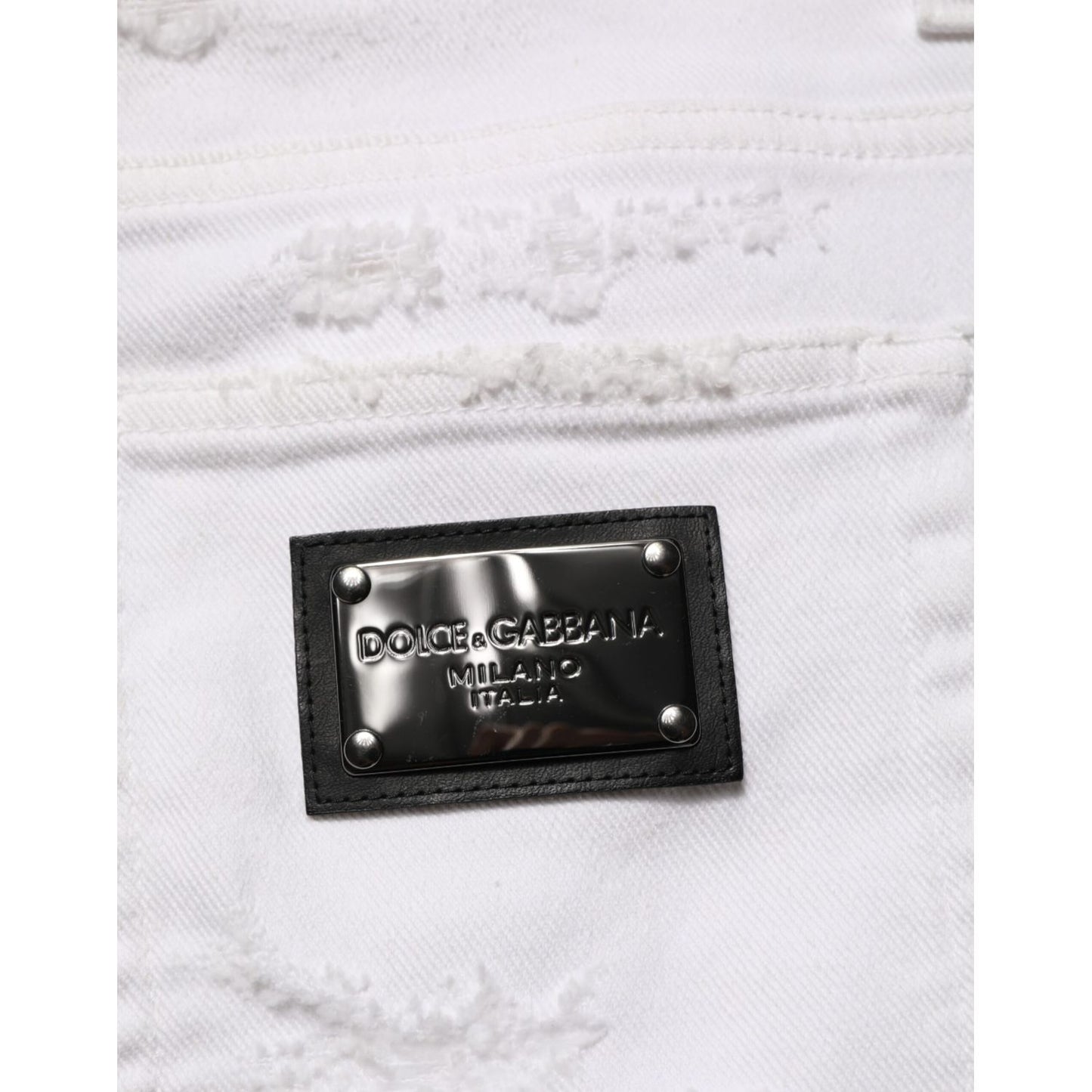 Dolce & Gabbana White Distressed Ripped Denim Trouser Jeans Dolce & Gabbana