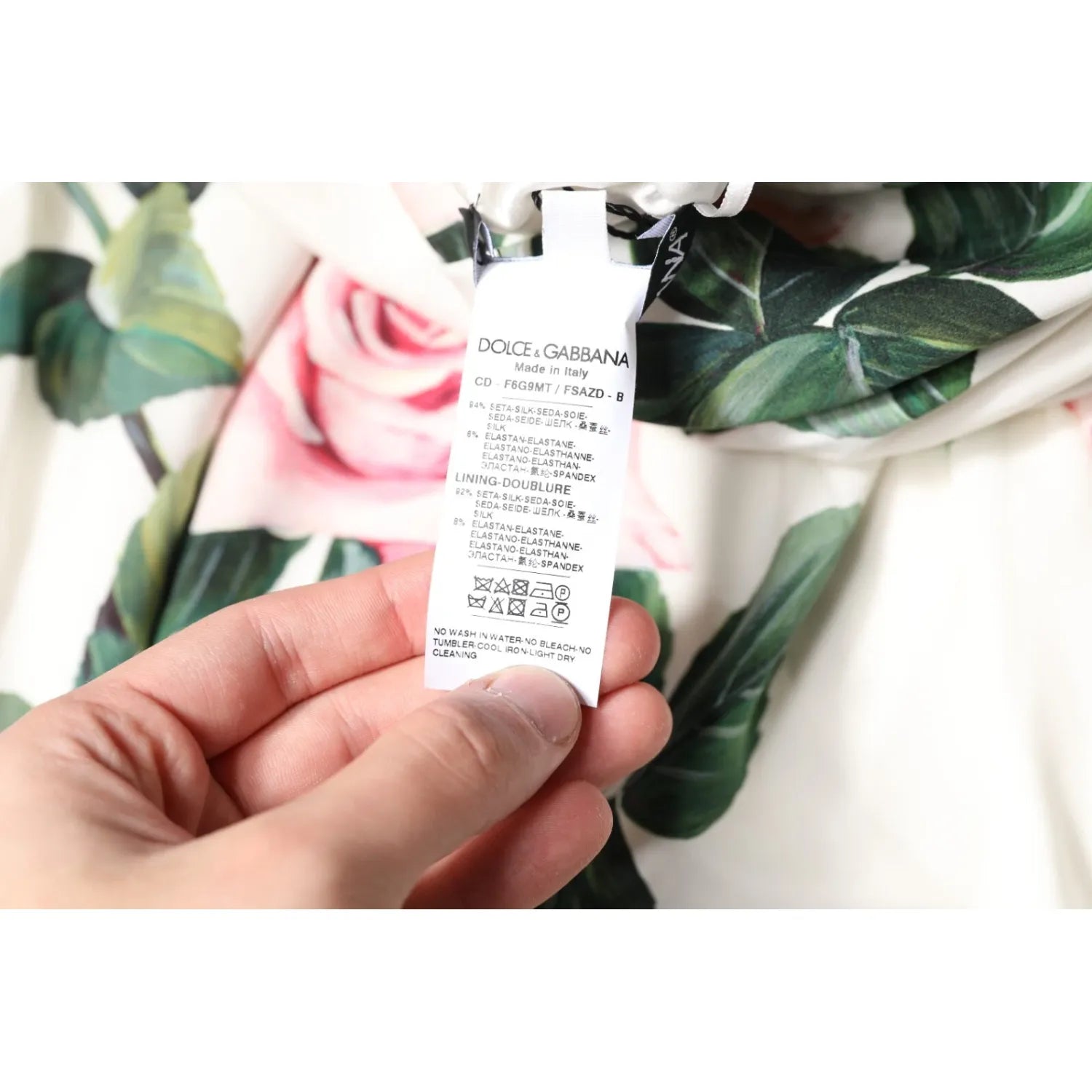 Dolce & Gabbana White Floral Silk One Shoulder Midi Dress