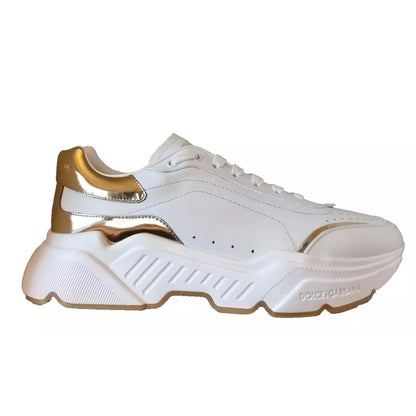Dolce & Gabbana White Gold DAYMASTER Leather Sneakers Mens Shoes