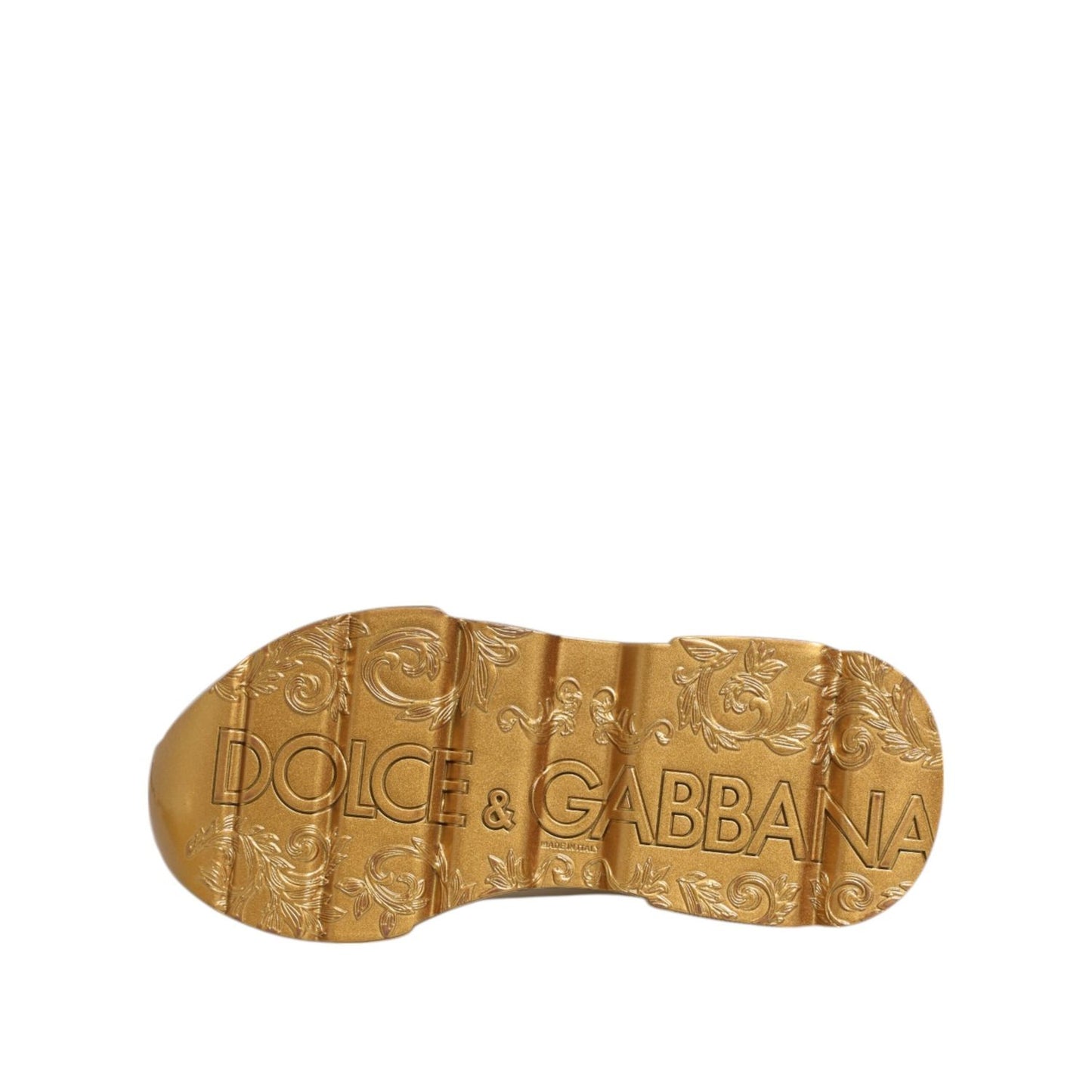 Dolce & Gabbana White Gold DAYMASTER Leather Sneakers Womens Shoes