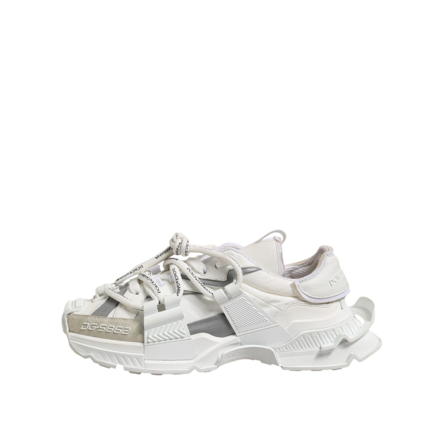 Dolce & Gabbana White Gray Low Top Space Sneakers Shoes