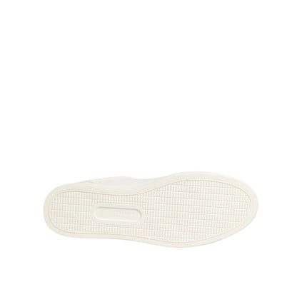 Sole view of Dolce & Gabbana White Leather Heart Embellished Sneakers Shoes showing texture and craftsmanship.