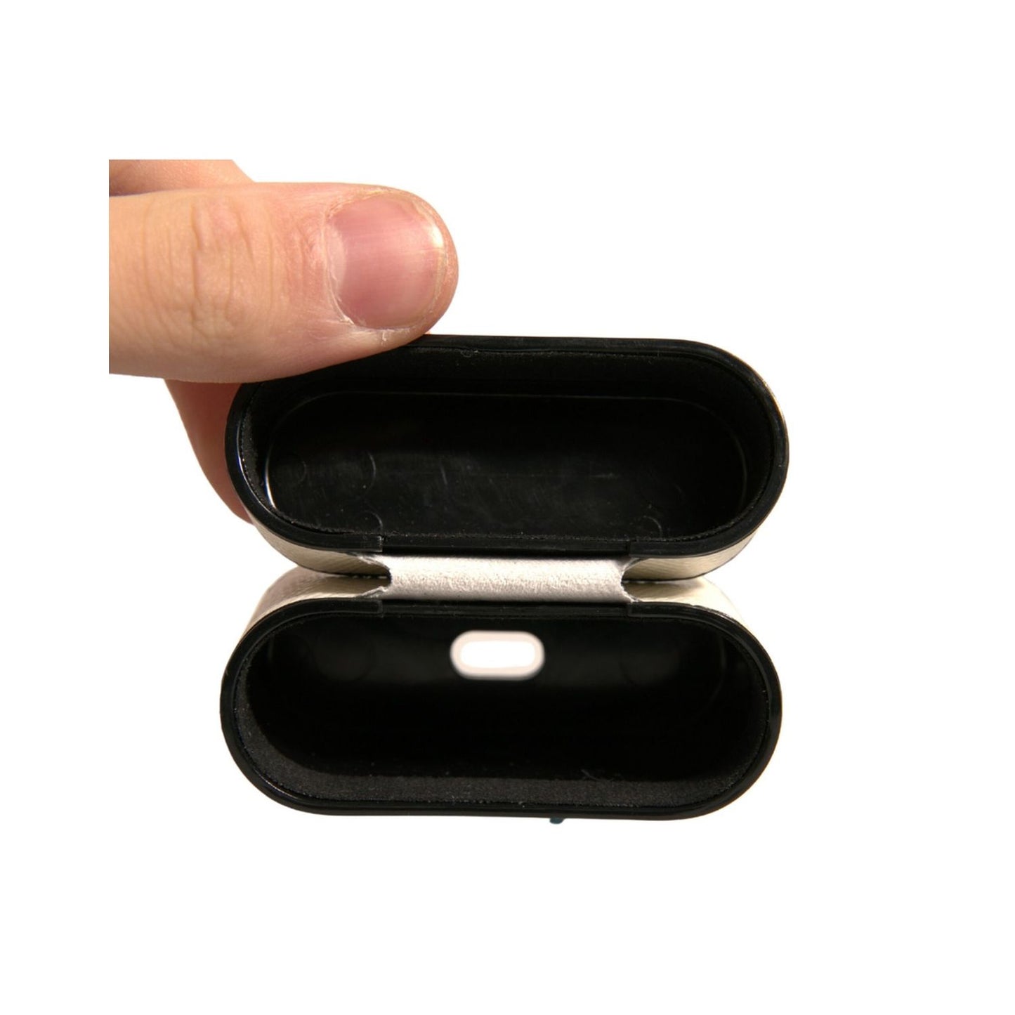 Dolce & Gabbana White Leather Metal Logo Plaque Holder Airpods Case