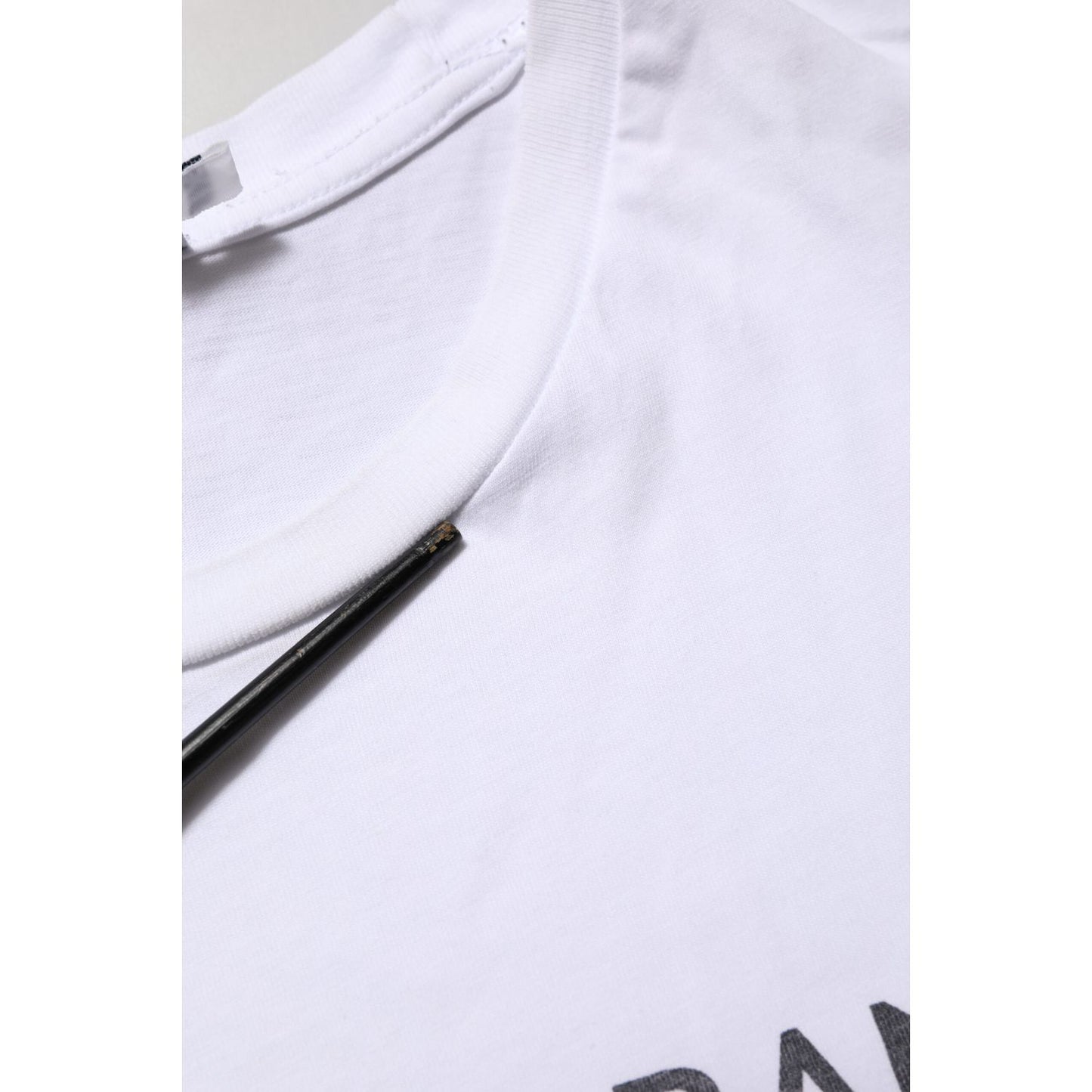 Dolce & Gabbana White Logo Print Cotton Crew Neck T-shirt