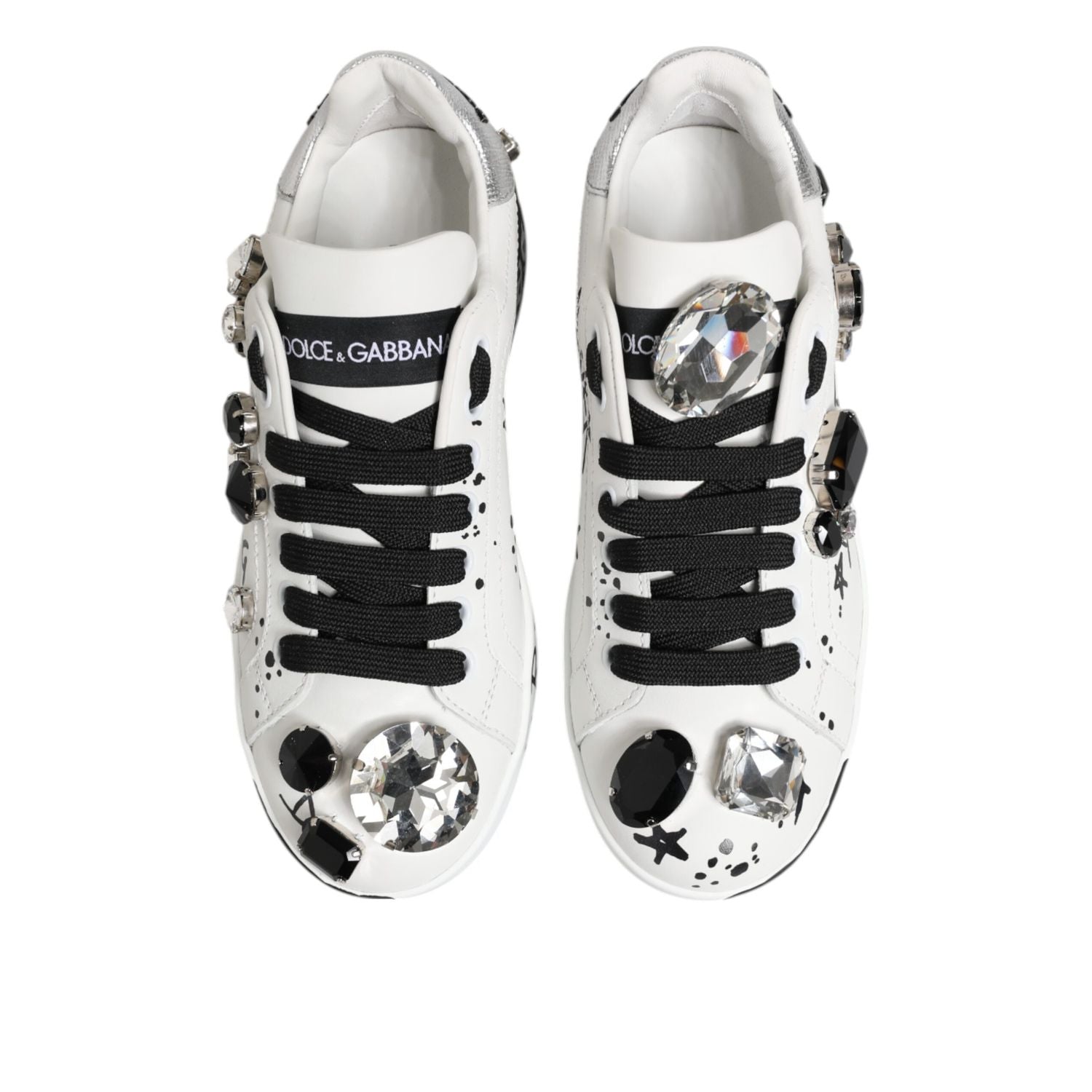 Dolce & Gabbana White Portofino Crystal Sneakers  Shoes