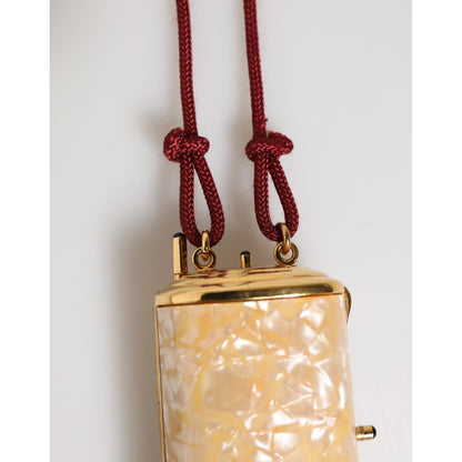 Dolce & Gabbana White Resin Gold Metal Crossbody Mini Purse Pendant Bag