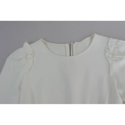 Dolce & Gabbana White Viscose Acetate Short Sleeve Blouse Top Dolce & Gabbana