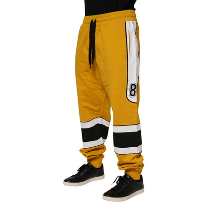Dolce & Gabbana Yellow Cotton Logo Drawstring Jogger Sweatpants Pants Dolce & Gabbana