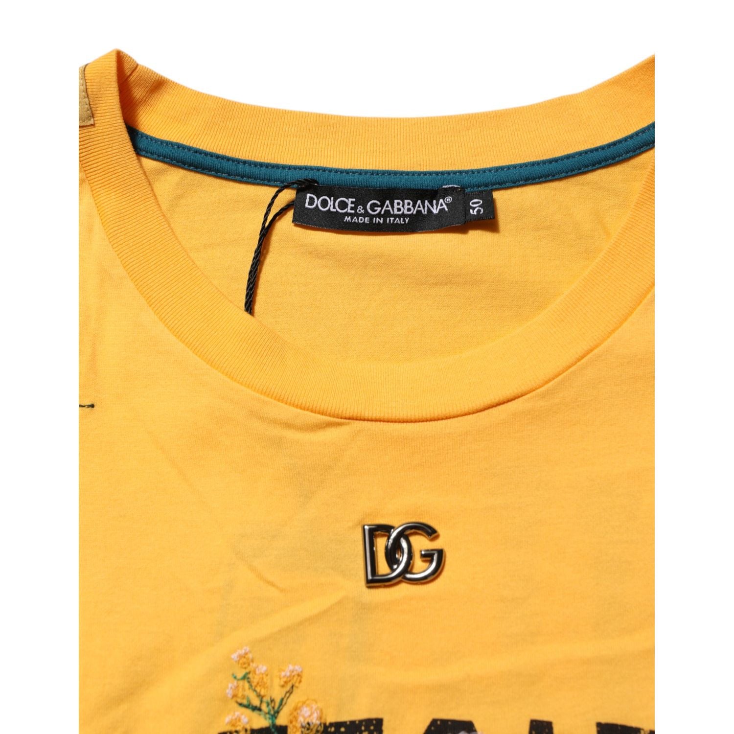 Dolce & Gabbana Yellow Secret Graden Floral Cotton Crew Neck T-shirt