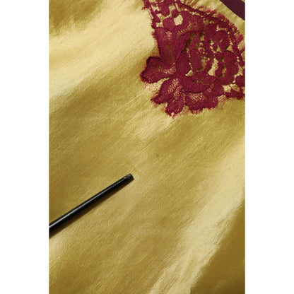 Dolce & Gabbana Yellow Silk Satin Floral Lace Short Sleeves Top Dolce & Gabbana