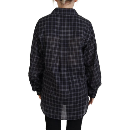 Dsquared² Black Checkered Collared Button Long Sleeves Shirt 1728,67345645728,Black,Clothing,Dsquared²,IT38 | XS,Material: 100% Cotton,Pattern - Shirts - Clothing,Preowned / Defect,Shirts - Clothing,Tops & T-Shirts - Women - Clothing,Women