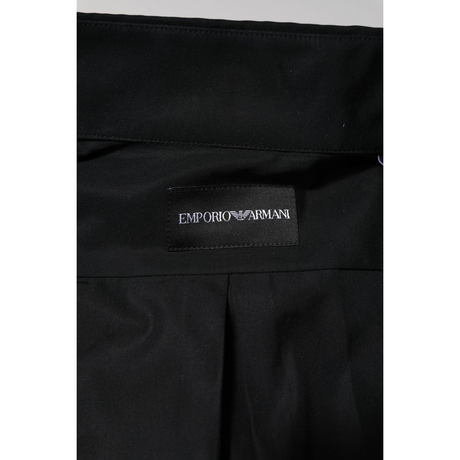 Emporio Armani Black Cotton Long Sleeves Men Formal Dress Shirt