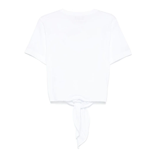 Back view of white Emporio Armani Logo Print T-Shirt with crew neck and short sleeves.