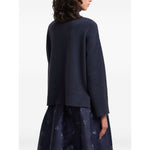 Emporio Armani Sweaters Blue, dark blue roll neck ribbed knit, long sleeves, wool turtle-neck sweater, back view