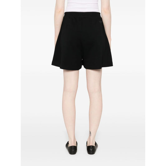 Back view of Emporio Armani cotton shorts with drawstring waistband in black.