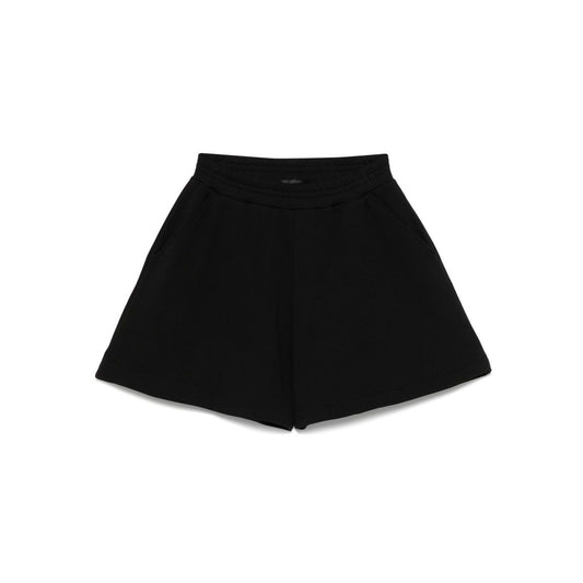 Black Emporio Armani cotton shorts with elasticated drawstring waistband and side pockets.