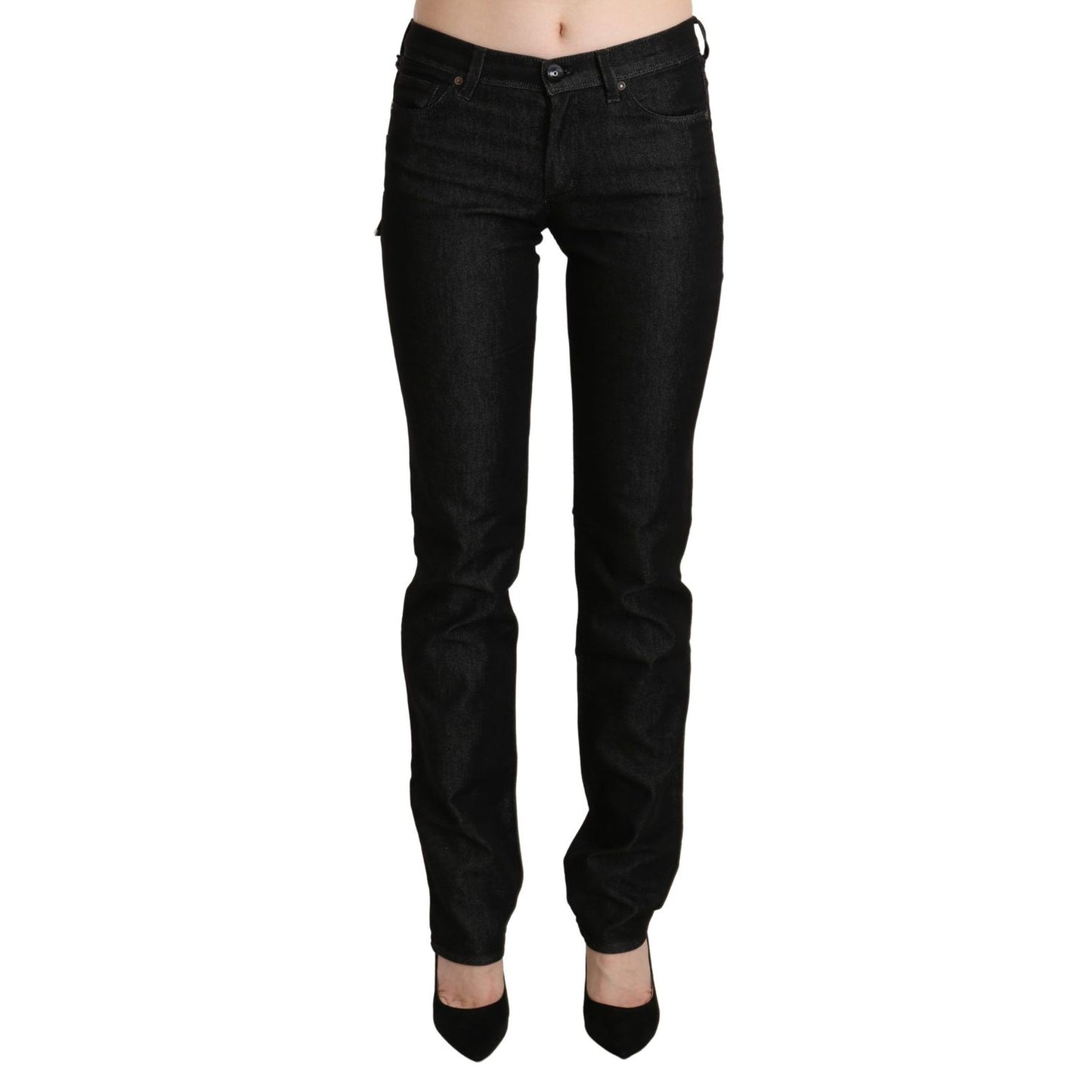Ermanno Scervino Black Mid Waist Skinny Slim Denim Trouser