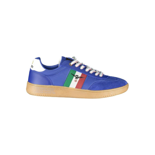 Esercito 1659 Blue Leather Men Sneaker with contrasting details and aviation blue hue