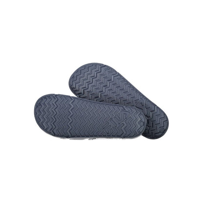 Fila Blue Polyethylene Men Sandal sole view showcases stylish zigzag pattern and brand logo for a trendy, sporty look.
