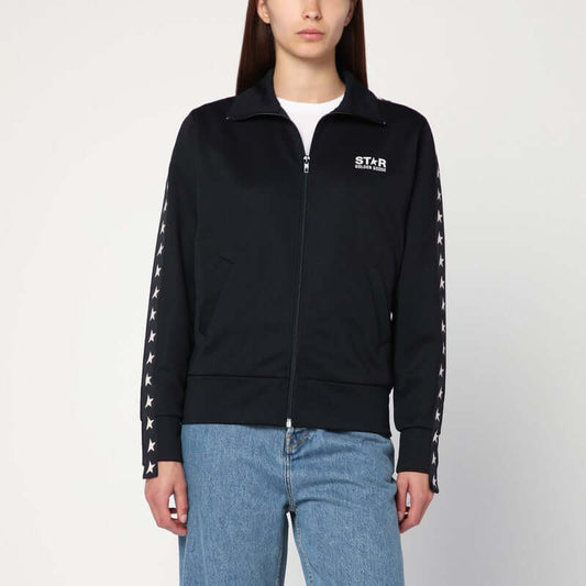 Golden Goose Black zip sweatshirt with stars