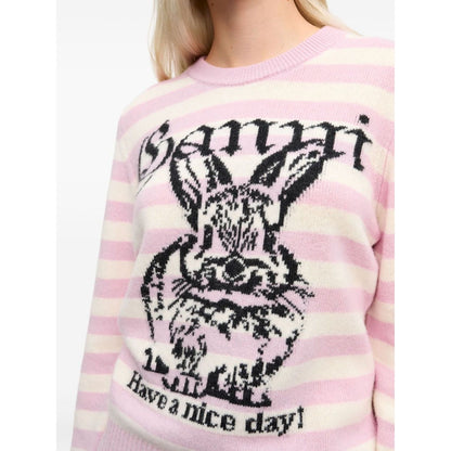 Ganni Striped Graphic Wool Bunny Jumper