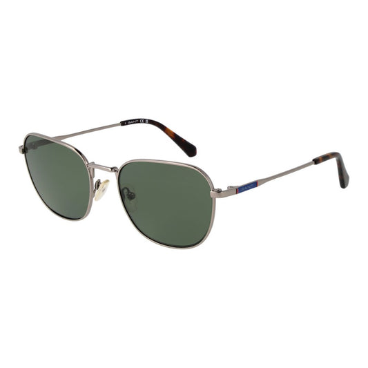 Gant Gray Men Sunglass with metal full-rim frame, green polarized lenses and 100% UVA & UVB protection in square style.