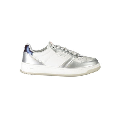 Gas White Polyester Sneaker with laces, ken metal, contrast details, and logo, ideal for sports footwear enthusiasts.