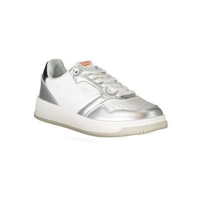 Gas White Polyester Sneaker with ken metal, contrast details, logo, and laces. Perfect sports footwear for style and performance.