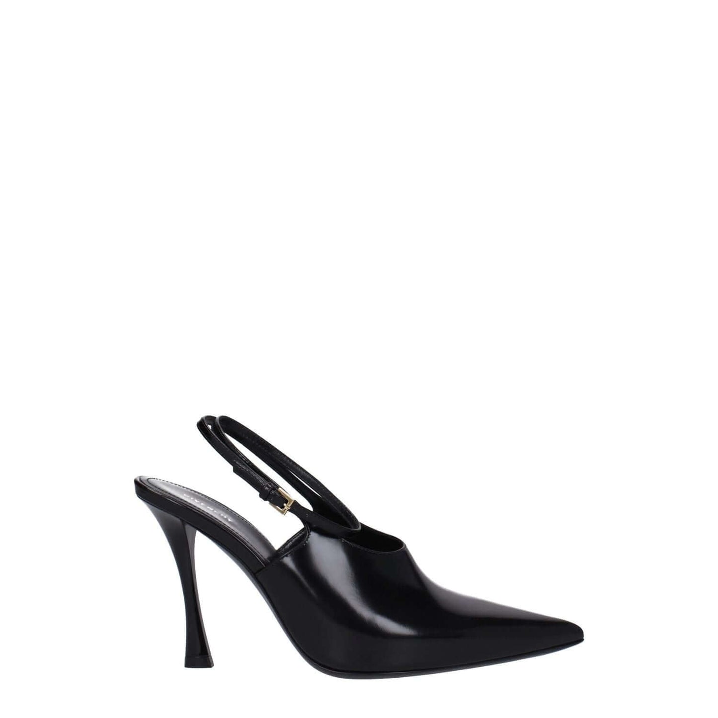 Givenchy Black Leather High Heel Pumps with buckle closure and pointy toe, featuring a stylish 9.5 cm high heel.