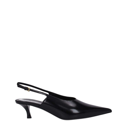 Givenchy Black Leather Mid Heel Pumps with buckle closure and pointy toe, style code F78564, 5.5 cm heel, high-quality leather sole.