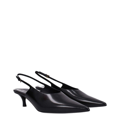 Givenchy Black Leather Mid Heel Pumps with buckle closure and pointy toe, featuring 5.5 cm heel, casual style.