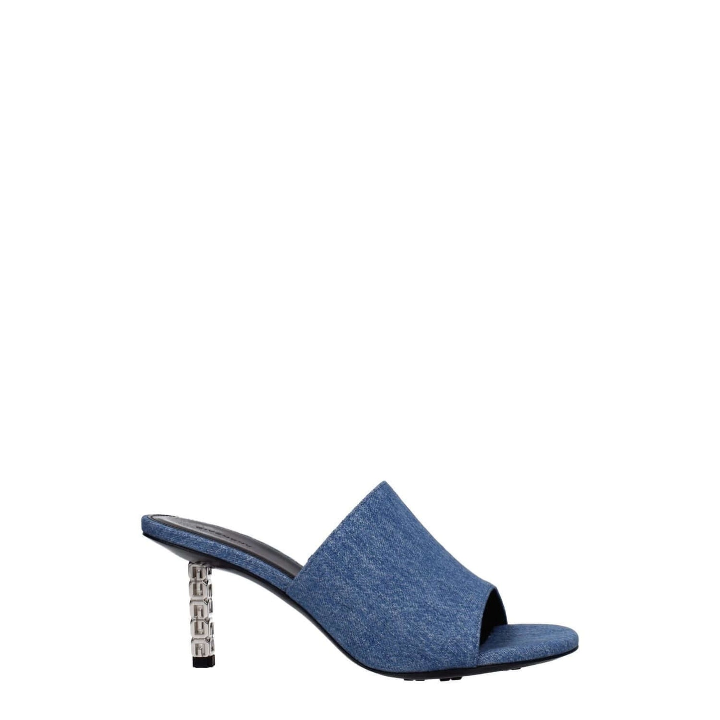 Givenchy Blue Fabric Platform Sandals, open toe denim casual mid heels with leather sole, style BE3083E1TM420.