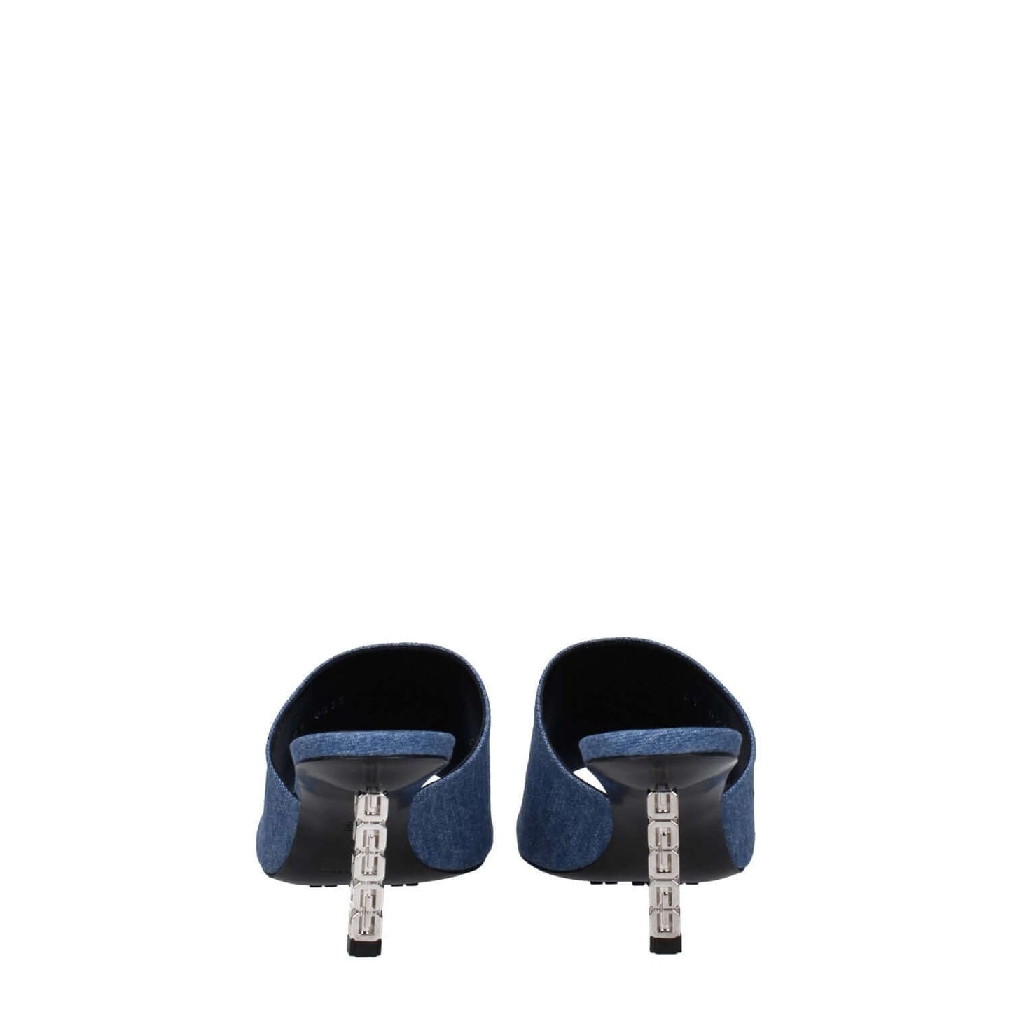 Back view of Givenchy Blue Fabric Platform Sandals with leather sole and mid heels.