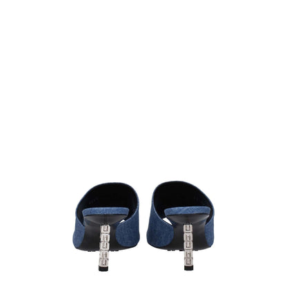 Back view of Givenchy Blue Fabric Platform Sandals with leather sole and mid heels.