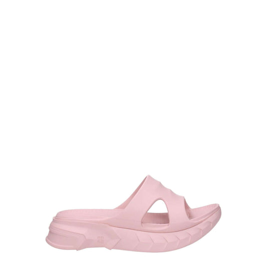 Givenchy Pink Cotton Slippers, casual pink rubber clog with open toe and mid heels, featuring back logo detailing.