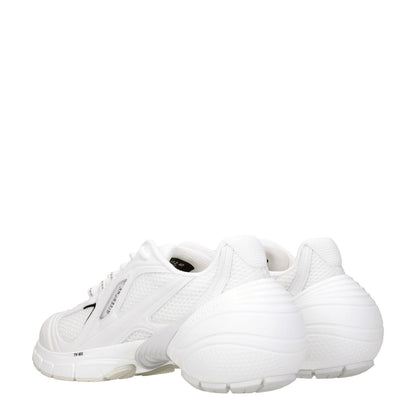 Givenchy White Fabric Athletic Sneakers with lace-up closure, front and side logo details, round toe, rubber sole, and mid heel height.