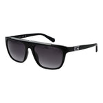 Guess Black Men Sunglass with black stainless steel frame, gradient grey lenses, and rectangle style, featuring full-rim design.