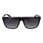 Guess Black Men Sunglass with black stainless steel full-rim frame, gradient grey lenses, 100% UVA & UVB protection, includes branded case.