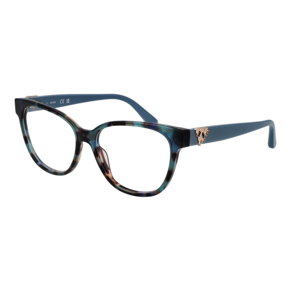 Guess Blue Women Glasses Frame in acetate with full-rim design and butterfly style, including branded case. Lens width 54, temple length 140.