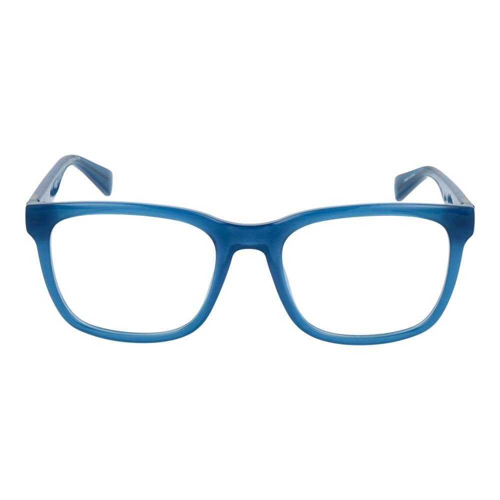 Guess Blue Women Glasses Frame, full-rim acetate butterfly style with 54mm demo lenses, blue frame, and spring hinge.