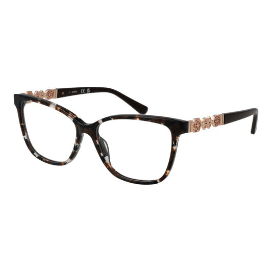 Guess Brown Acetate Glasses (Frames) for women, full-rim style with brown acetate frame, demo lenses, includes branded case.